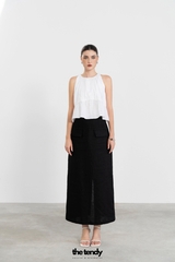 Áo linen 2 dây dáng croptop Daria, màu trắng