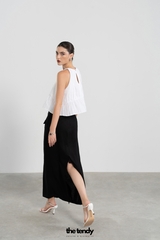 Áo linen 2 dây dáng croptop Daria, màu trắng