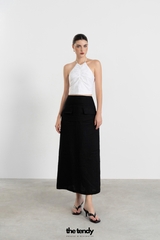 Áo yếm croptop Linen Liza, nhún phần trước ngực thắt dây sau phong cách tối giản