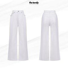 Quần Jeans MEI, màu trắng, dáng suông dễ phối đồ