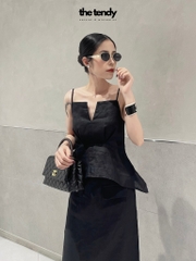 Áo hai dây chiết eo chất liệu linen thời trang tối giản Florence the tendy