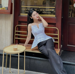 Áo hai dây chiết eo chất liệu linen thời trang tối giản Florence the tendy