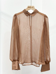 Áo Amelia Silk Organza màu đen, tay dài sang trọng (không kèm áo quây bên trong)