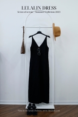 Đầm Lelalin Linen cổ khoét V phong cách thanh lịch