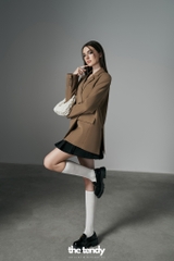 Áo Blazer Mavera dáng rộng Oversize màu nâu