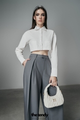 Áo Somi Amura cổ Đức dáng Croptop tay dài 2 màu xanh/trắng