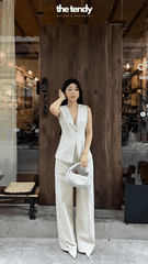 Áo gile Linen Le Tournesol màu muối tiêu thanh lịch