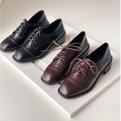 Giày Oxford nữ da mềm, 2 màu đen/ nâu,  đế 5cm