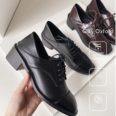Giày Oxford nữ da mềm, 2 màu đen/ nâu,  đế 5cm