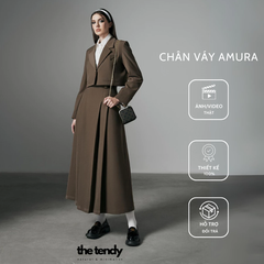 Chân váy Amura dáng dài chữ A, khóa lệ ở sườn, 3 màu nâu/trắng/đen