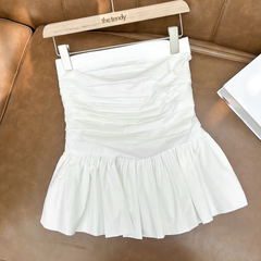 Áo Margaret dáng peplum, cúp ngực, dáng xòe xinh xắn, màu trắng, có chun sau