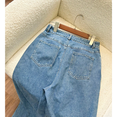 Quần bò dài Casey, chất cotton, form suông, ống rộng
