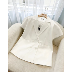 Áo blazer ngắn tay màu trắng Shayna phong cách Hàn Quốc