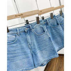 Quần short jean nữ Erica lưng cao, dáng đứng basic, chất cotton dày dặn