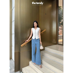 Quần bò dài Casey, chất cotton, form suông, ống rộng