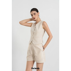 Quần short linen Roses Noires cạp cao bản to nhiều màu: Đen, Trắng, Nâu, Be, Hồng