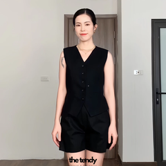 Quần short linen Roses Noires cạp cao bản to nhiều màu: Đen, Trắng, Nâu, Be, Hồng