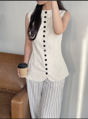Quần Mervin linen kẻ sọc dáng suông phong cách tối giản