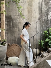 Quần ông suông Shayna màu trắng, chất tuýp si cao cấp