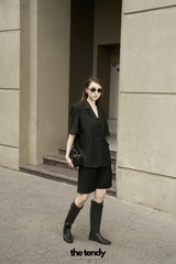 Áo blazer ngắn tay Arley, có đệm vai, 2 màu Đen/Xám