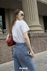 Quần bò dài Casey, chất cotton, form suông, ống rộng