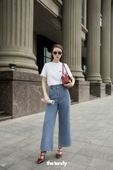 Quần bò dài Casey, chất cotton, form suông, ống rộng