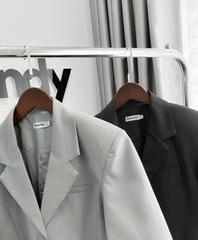 Áo blazer ngắn tay Arley, có đệm vai, 2 màu Đen/Xám