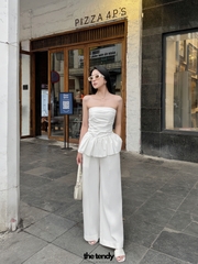 Áo Margaret dáng peplum, cúp ngực, dáng xòe xinh xắn, màu trắng, có chun sau