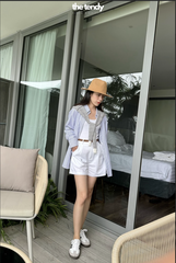 Áo somi kẻ dài tay dáng basic ALINE
