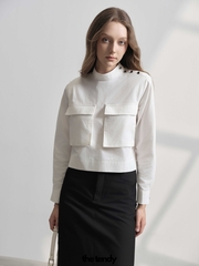 Áo somi dài tay dáng Croptop LAYLA, có túi hộp trước ngực