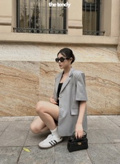 Áo blazer ngắn tay Arley, có đệm vai, 2 màu Đen/Xám