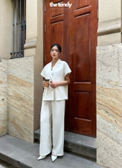 Áo blazer ngắn tay màu trắng Shayna phong cách Hàn Quốc