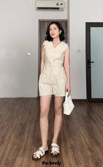 Áo Gile linen Loria phong cách tối giản, nhiều màu: Be, Đen, Trắng, Hồng, Nâu