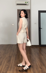 Áo Gile linen Loria phong cách tối giản, nhiều màu: Be, Đen, Trắng, Hồng, Nâu