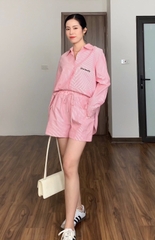 Áo somi kẻ dài tay dáng basic ALINE