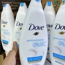 Sữa Tắm Dove Gentle Exfoliating Soft, Smoother Skin After One Shower Body Wash Sữa Hạt Nắp Xanh Dương Nhạt 750ml (Chai)