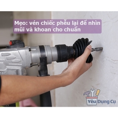 Dụng cụ hứng bụi máy khoan bê tông, phễu chụp hút bụi máy khoan