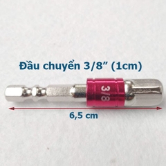 Đầu chuyển vít sang khẩu Bulong (chuôi lục giác) 3 kích cỡ 1/4 3/8 1/2 (dài 7cm)