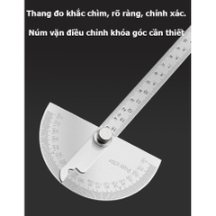 Thước đo góc cơ bằng thép không gỉ, thước đo độ dài 14cm
