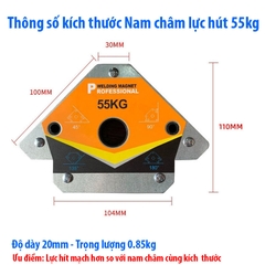 Ke góc vuông Nam châm Siêu Cường PROFESSIONAL - Hàn đa góc lực 25kg - 55kg -75kg
