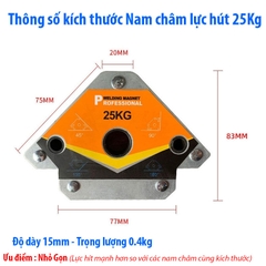 Ke góc vuông Nam châm Siêu Cường PROFESSIONAL - Hàn đa góc lực 25kg - 55kg -75kg