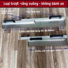 Bay răng cưa loại trượt gọn, không bánh xe. Rộng tối đa 80cm - Thước gạt vữa nền