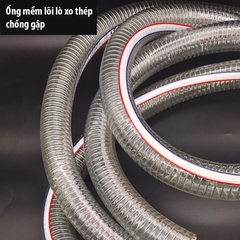 Ống nhựa mềm lõi lò xo thép . Ống PVC trong suốt chống gập dẫn nước, dầu