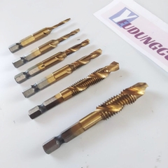 Bộ 6 mũi khoan taro từ M3-M10 thép HSS4341 Phủ Titanium