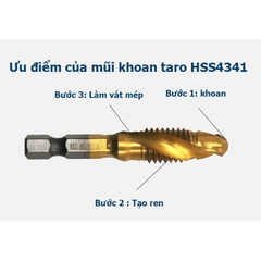 Bộ 6 mũi khoan taro từ M3-M10 thép HSS4341 Phủ Titanium