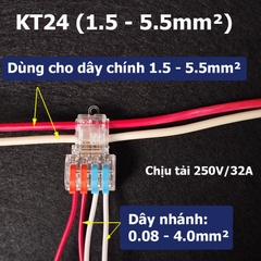 Cút nối dây điện nhanh không cần cắt dây KT22 KT24. Cút chia điện siêu nhanh chữ T