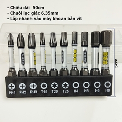 Bộ Lục Giác Hoa Thị lắp nhanh máy Khoan Bắn vít bằng Thép Hợp Kim NunChaku D2