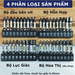 Bộ Lục Giác Hoa Thị lắp nhanh máy Khoan Bắn vít bằng Thép Hợp Kim NunChaku D2