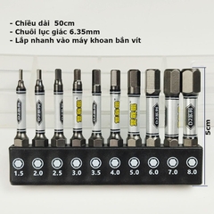 Bộ Lục Giác Hoa Thị lắp nhanh máy Khoan Bắn vít bằng Thép Hợp Kim NunChaku D2