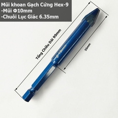Mũi khoan gạch men cứng Hex-9 Mũi lệch tâm  Thẳng